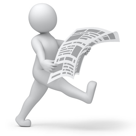 3d human reading newspaperの写真素材