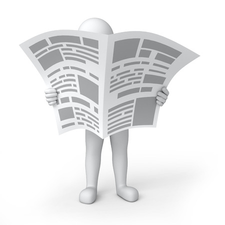 3d human reading newspaperの写真素材