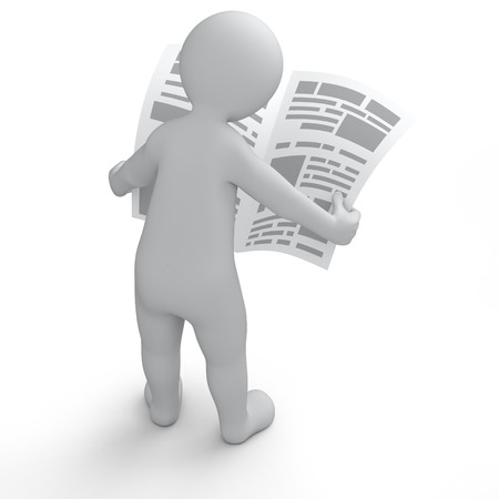 3d human reading newspaperの写真素材