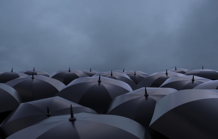 umbrellas and clouds, beautiful backgroundの写真素材