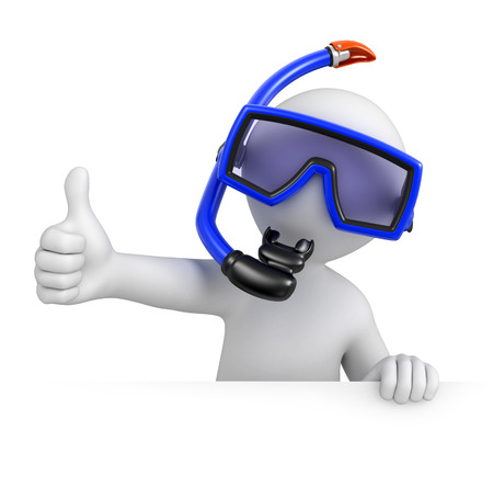 Diver with thumb up  image with a work pathの写真素材