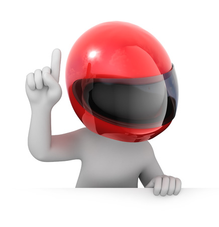 racer points a finger up  image with a work pathの写真素材