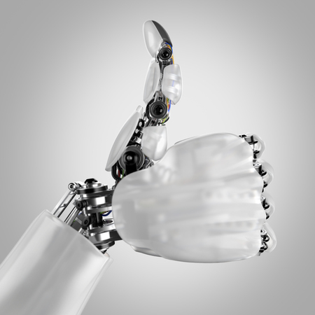 Robotic Hand Giving Thumbs Up. 3d renderの写真素材