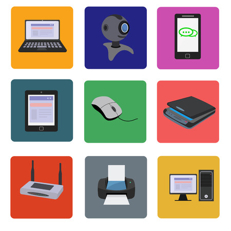 Computers and devices icon setのイラスト素材