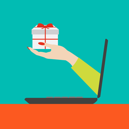 On line shopping for gifts  conceptのイラスト素材