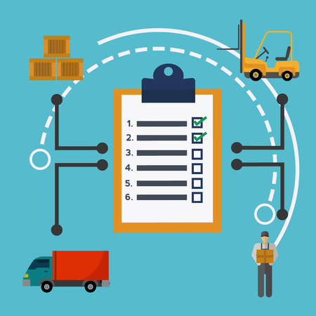 Warehouse packing, shipping and delivery logistics vector conceptのイラスト素材