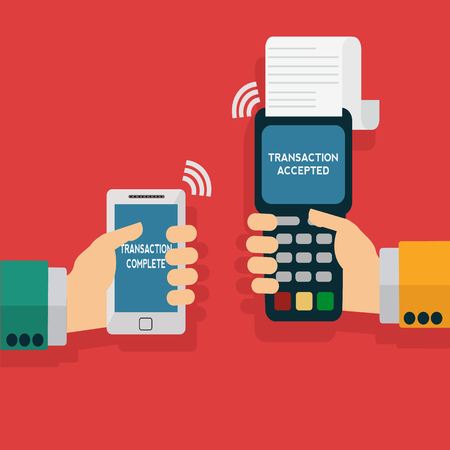Wireless mobile payment via smartphone vector illustrationのイラスト素材