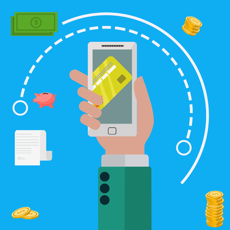 Mobile payment via smartphone vector conceptのイラスト素材
