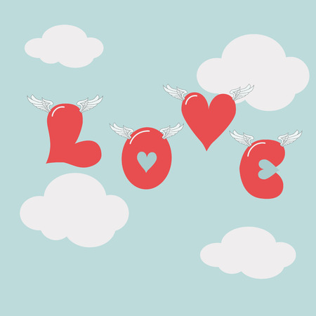 Valentine's day love hearts flying in the air abstract vector design vector background designのイラスト素材