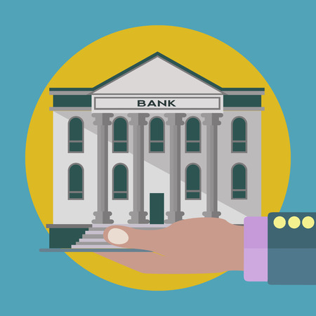 Bank in hand, investment and loan conceptのイラスト素材