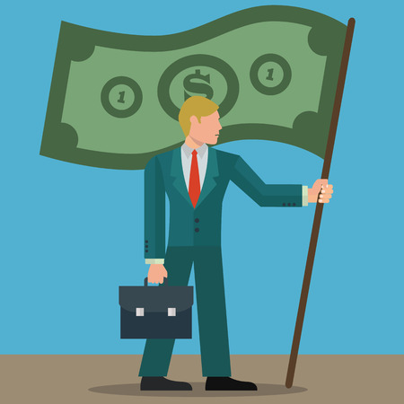 Businessman with money flag success vector conceptのイラスト素材