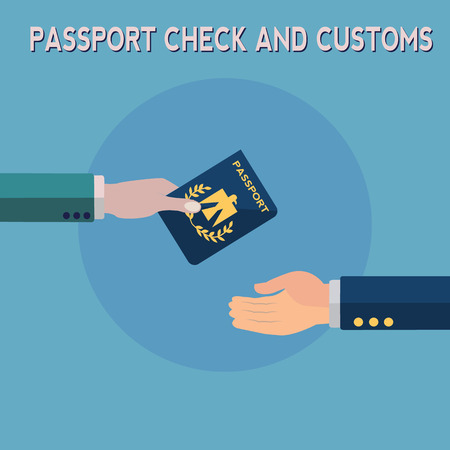 Passport check and customs vector conceptのイラスト素材