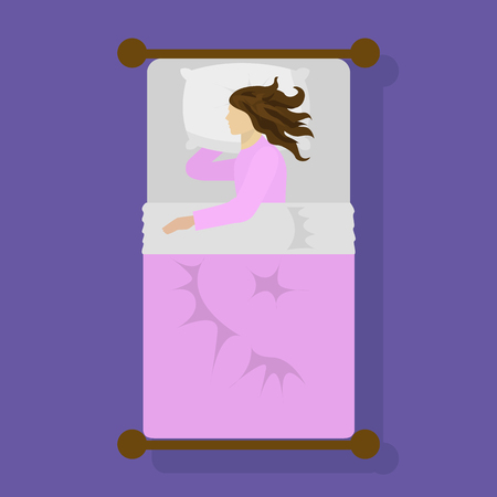 Woman sleeping in bed vector illustrationのイラスト素材