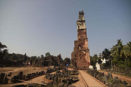 Ruins of the Convent of the Saint Augustin. Old Goa, India.の写真素材