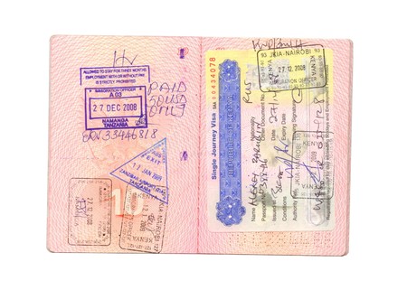 Kenyan and tanzanian visa in russian passportの写真素材
