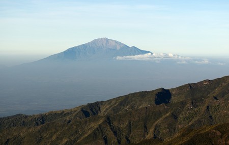 View from mount Kilimanjaro on a mount Meru near Arusha at sunrise. Tanzania.の写真素材