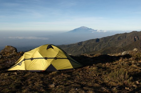 View from mount Kilimanjaro on a mount Meru near Arusha at sunrise. Tanzania.の写真素材