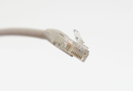Network RJ-45 plug on a white backgroundの写真素材