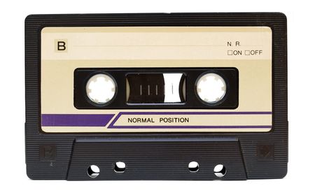 old audio tape on white backgroundの写真素材