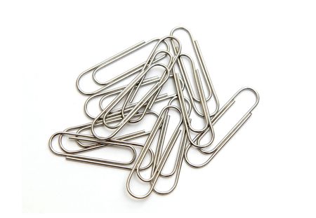Paper clips isolated on white backgroundの写真素材