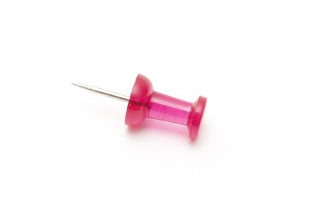 Pink drawing-pins on white backgroundの写真素材