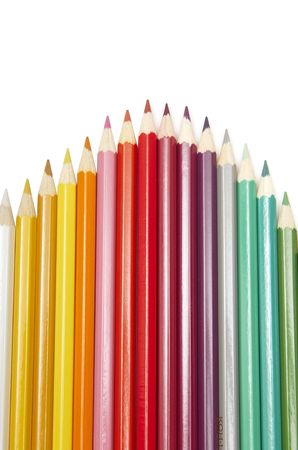 Set of colour pencils on white backgroundの写真素材