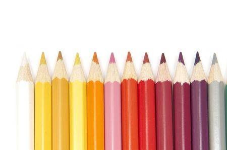Set of colour pencils on white backgroundの写真素材