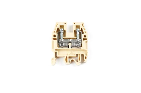 Electrical screw terminal isolated on white backgroundの写真素材