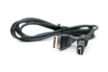 usb to mini-usb cable isolated on white backgroundの写真素材