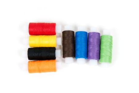 Set of sewing threads on white backgroundsの写真素材