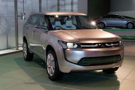 MOSCOW, RUSSIA - August 26: Moscow International Automobile Salon 2010. Mitsubishi PiEx MiEV concept car.のeditorial素材