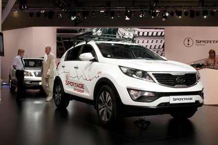 MOSCOW, RUSSIA - August 26: Moscow International Automobile Salon 2010. Kia Sportage - russian premiereのeditorial素材