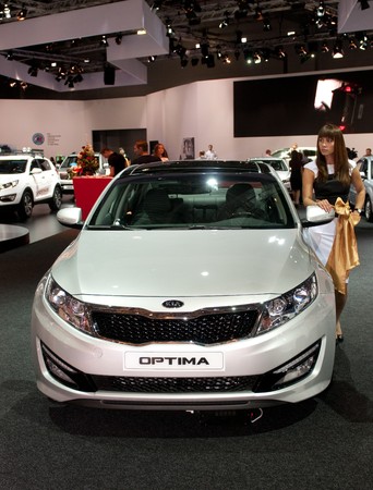 MOSCOW, RUSSIA - August 26: Moscow International Automobile Salon 2010. Kia Optima - russian premiereのeditorial素材