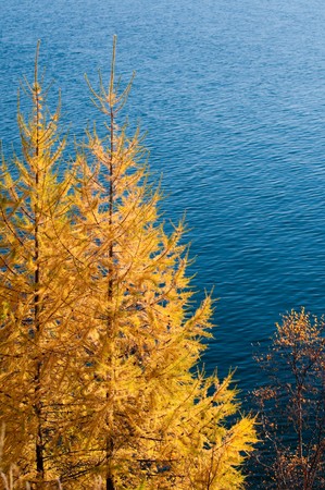 Autumn at Lake Baikal - oldest, deepest and most voluminous freshwater lake in the worldの写真素材