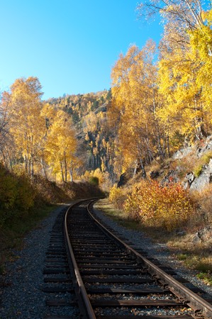 The Circum-Baikal Railway - historical railway runs along Lake baikal in Irkutsk region of Russiaの写真素材