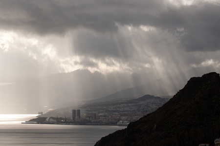 Cloudy weather at Santa Cruz de Tenerife, Canary islandsの写真素材