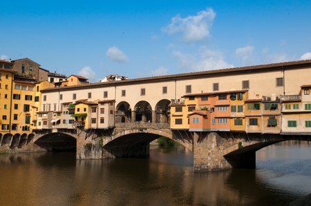 FLORENCE, ITALY - JUNE 2010. Crowds of tourists visit the Ponte Vecchio (のeditorial素材