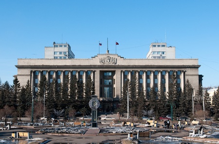 Krasnoyarsk, Russia - March 22, 2011: City hall in Krasnoyarsk, one of the largest city in Siberia, Russiaのeditorial素材
