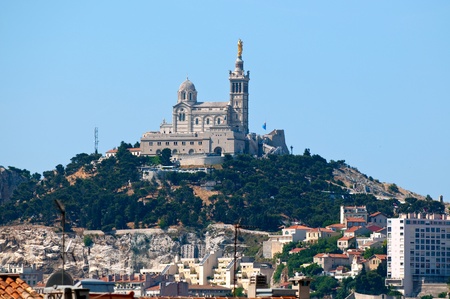 View of Marseille and basilica Notre-Dame de la Garde. France.の写真素材
