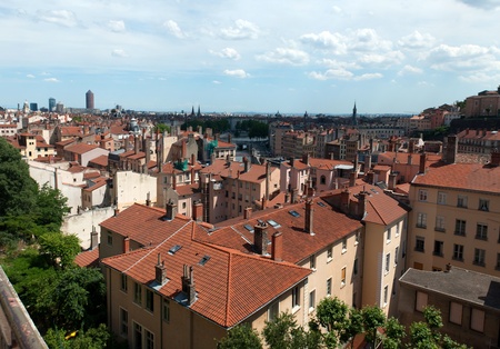 The panoramic aerial view at Lyon, Franceの写真素材