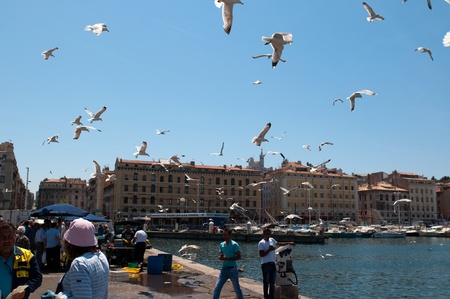 MARSEILLE, FRANCE - MAY 22, 2011: Old port (Vieux Port) - one of the main sight in Marseille on May 22, 2011, Franceのeditorial素材