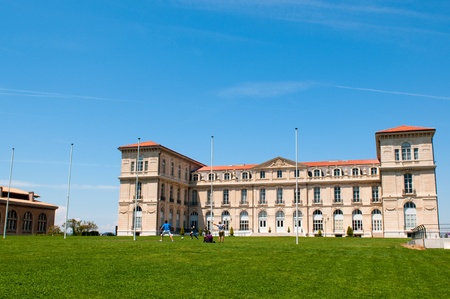 MARSEILLE, FRANCE - May 22, 2011: Peoples play footbol in front of palace Pharo on May 22, 2011. Marseille, France のeditorial素材