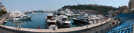 MONACO - MAY 23, 2011: Port Hercules and part of Formula1 Monte-Carlo track in Monaco on May 23, 2011, Monaco.のeditorial素材