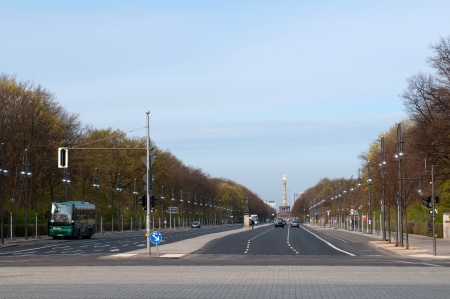 BERLIN, GERMANY - April, 14: The avenue and Victory Column - monument in Berlin, Germany.のeditorial素材
