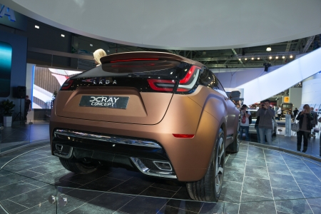MOSCOW, RUSSIA - August 31: Moscow International Automobile Salon 2012. Lada XRAY concept - world premiereのeditorial素材