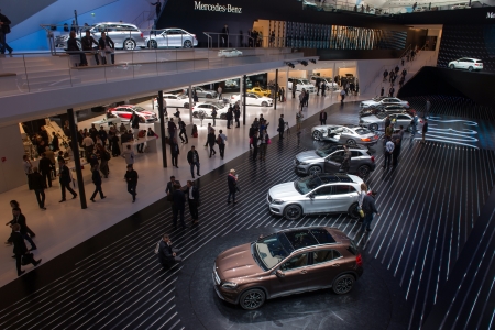 FRANKFURT, GERMANY - SEPTEMBER 11: Frankfurt international motor show (IAA) 2013. Mercedes forumのeditorial素材