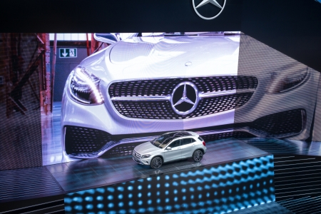 FRANKFURT, GERMANY - SEPTEMBER 11: Frankfurt international motor show (IAA) 2013. Mercedes GLA-Class newのeditorial素材
