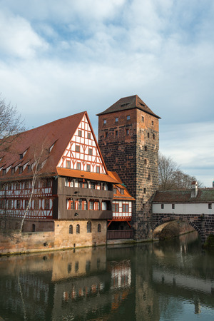 View of the Old Town architecture in Nuremberg, Germanyのeditorial素材