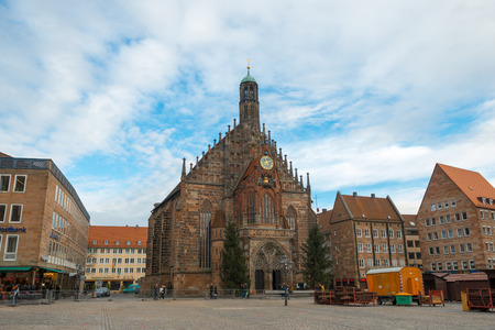 NUREMBERG, GERMANY - JAN, 3: View of the Frauenkirche (Our Lady's Church) am Hauptmarkt in Nuremberg, Germany on January 3, 2014のeditorial素材