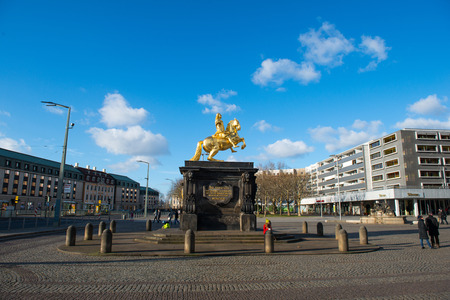 DRESDEN, GERMANY - JAN, 12: The statue of Augustus II The Strong (Golden Rider) in Dresden, Germany at January 12, 2014のeditorial素材